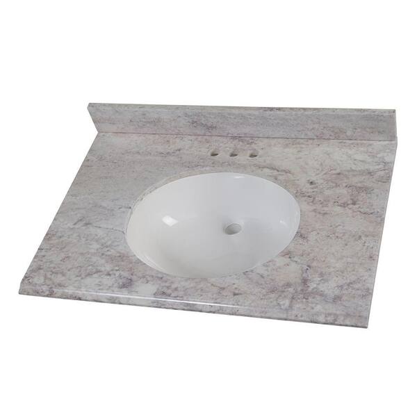 Home Decorators Collection 31 in. W x 22 in. D Stone Effects Vanity Top in Winter Mist with White Sink