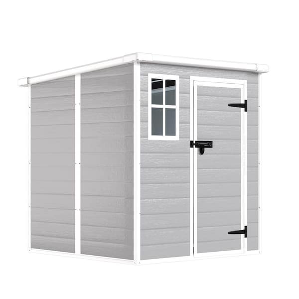 Waldo 6 ft. W x 6 ft. D Gray Resin Outdoor Storage Shed with Floor, Lockable Door, Window, Vents (31.14 sq. ft. )