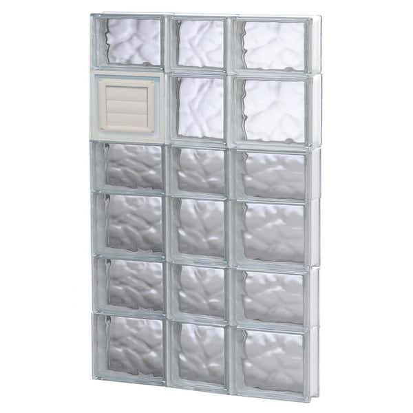 Clearly Secure 21.25 in. x 40.5 in. x 3.125 in. Frameless Wave Pattern Glass Block Window with Dryer Vent