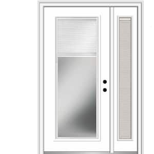 51 in. x 81.75 in. Internal Blinds Left-Hand Full-Lite Primed Steel Prehung Front Door w/ One Sidelite, 4-9/16 in. Frame