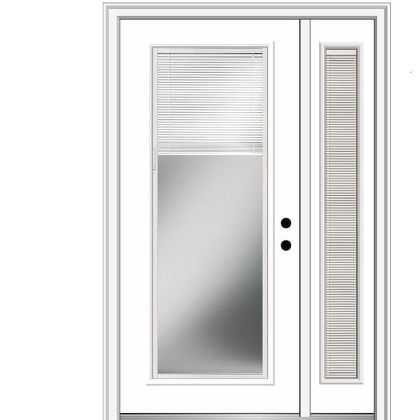 MMI Door 51 in. x 81.75 in. Internal Blinds Left-Hand Full-Lite Primed Steel Prehung Front Door w/ One Sidelite, 4-9/16 in. Frame