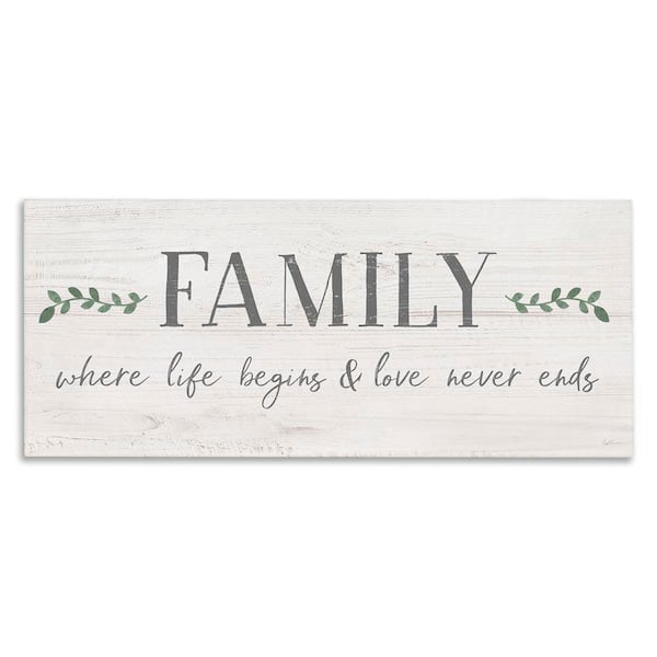 Love Never Ends Family Phrase by Natalie Carpentieri Unframed Graphic Art Print Typography 24 in. x 10 in.