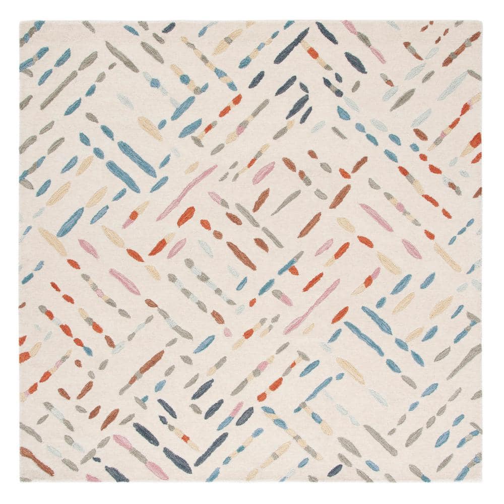 Ivory Maze Rug SAFAVIEH Metro 8 ft. x 8 ft. Ivory/Blue Geometric Maze Square Area Rug ...