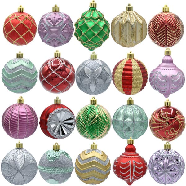Home Accents Holiday Warm Tidings 80mm Assorted Ornament Set (20-Count)