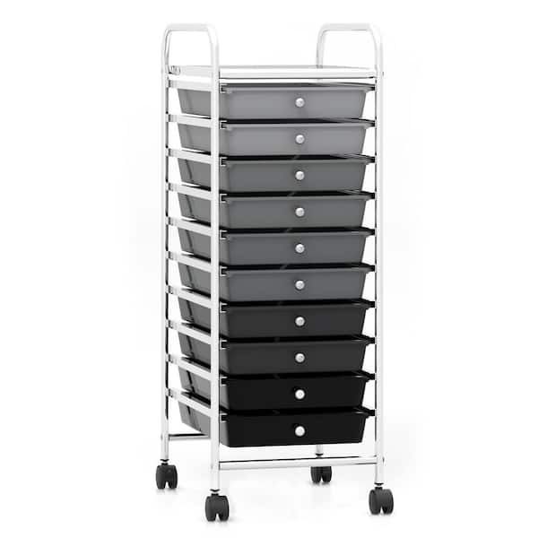 Costway 30 in. Hx13 in.W Gradient Black 10 Drawers Rolling Storage Cart