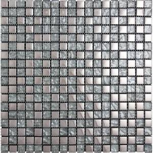 Silver 11.7 in. x 11.7 in. Polished Glass Mosaic Tile (4.75 Sq. ft./Case)