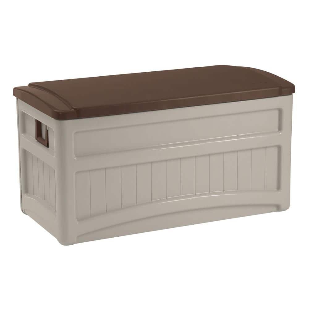 160 Gallon Extra Large Reeded Plastic Deck Box, Ellie Gray