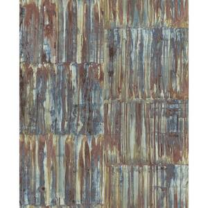 Patina Panels Multicolor Metal Multicolor Wallpaper Sample