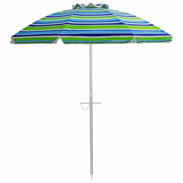 ANGELES HOME 6.5 ft. Aluminum Beach Market Patio Umbrella with Carry Bag Tilt in Green