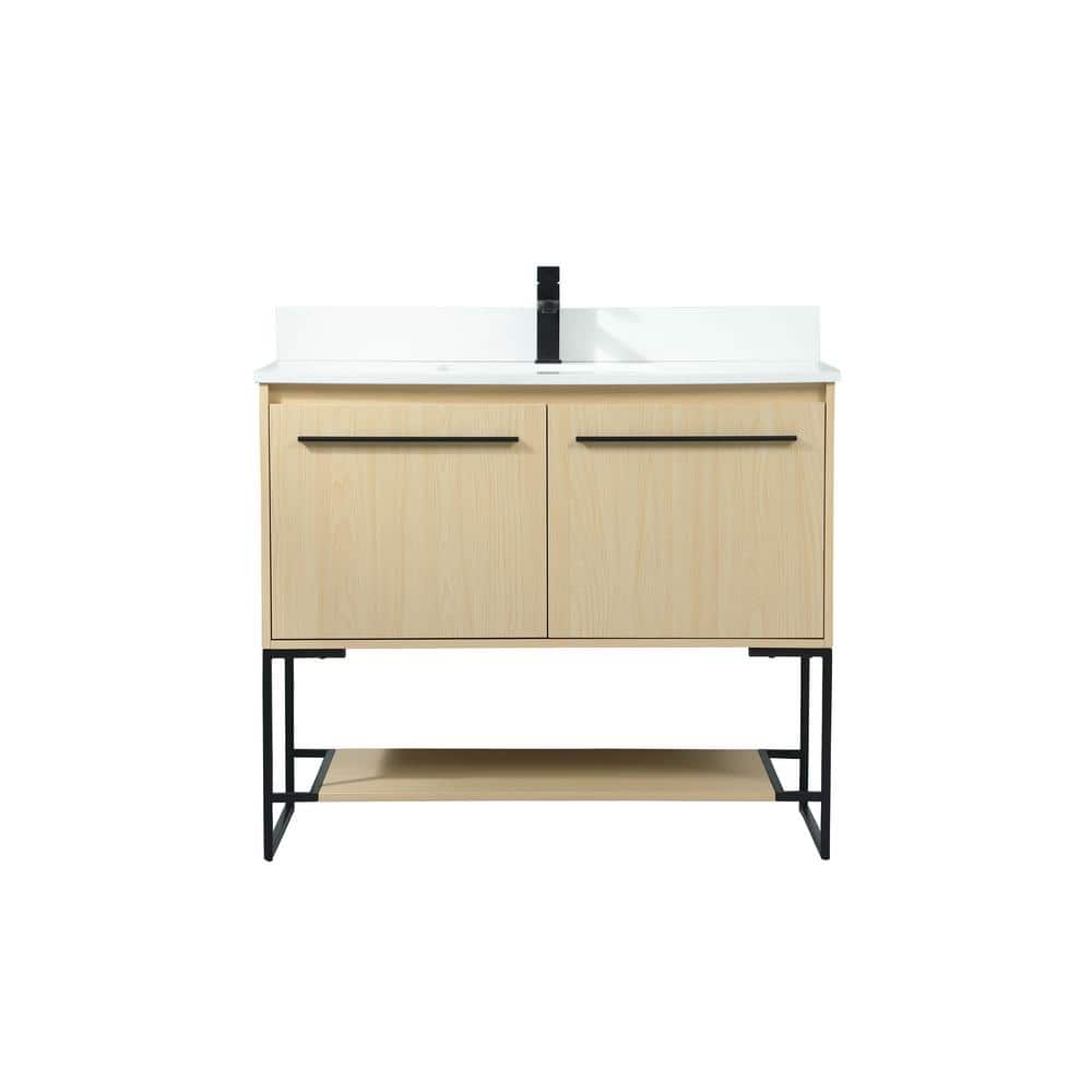 40 in. W Single Bath Vanity in Maple with Engineered Stone Vanity Top in Iv