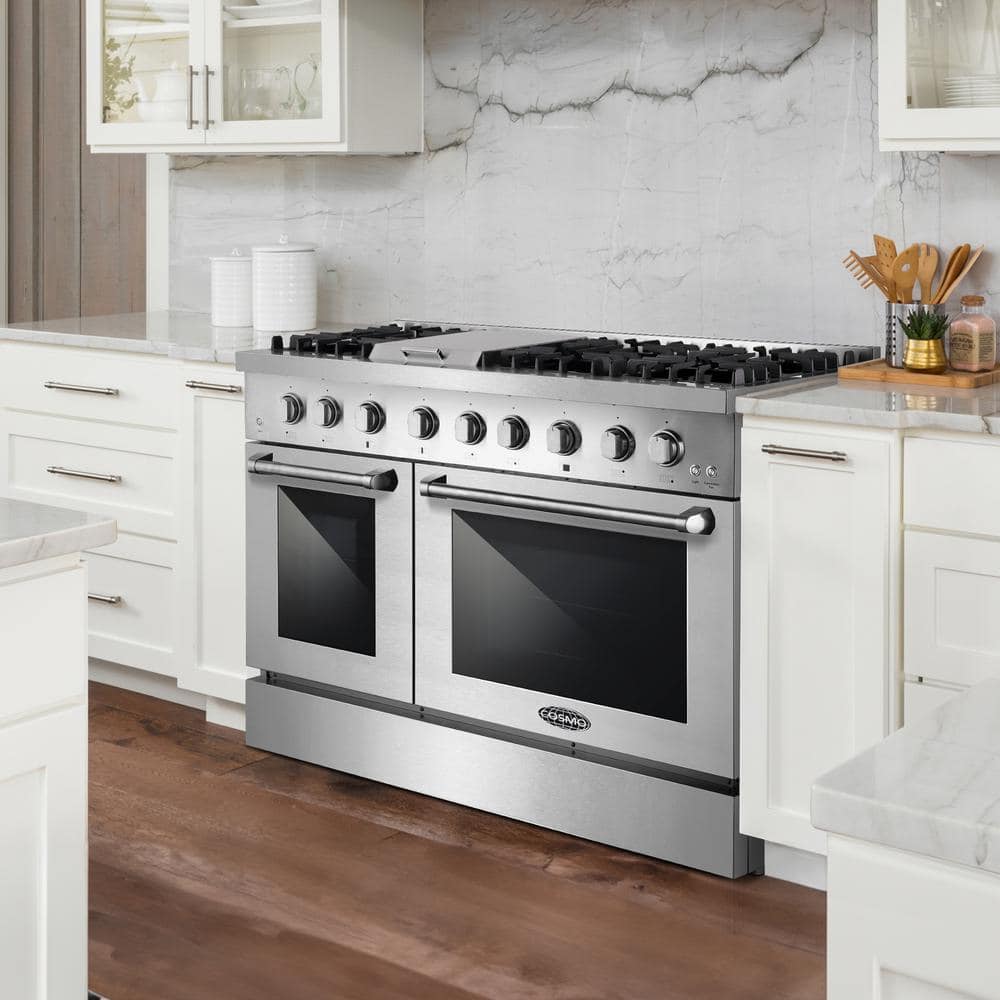 48 in. Stainless Steel Dual Fuel Range with Double Oven and Griddle