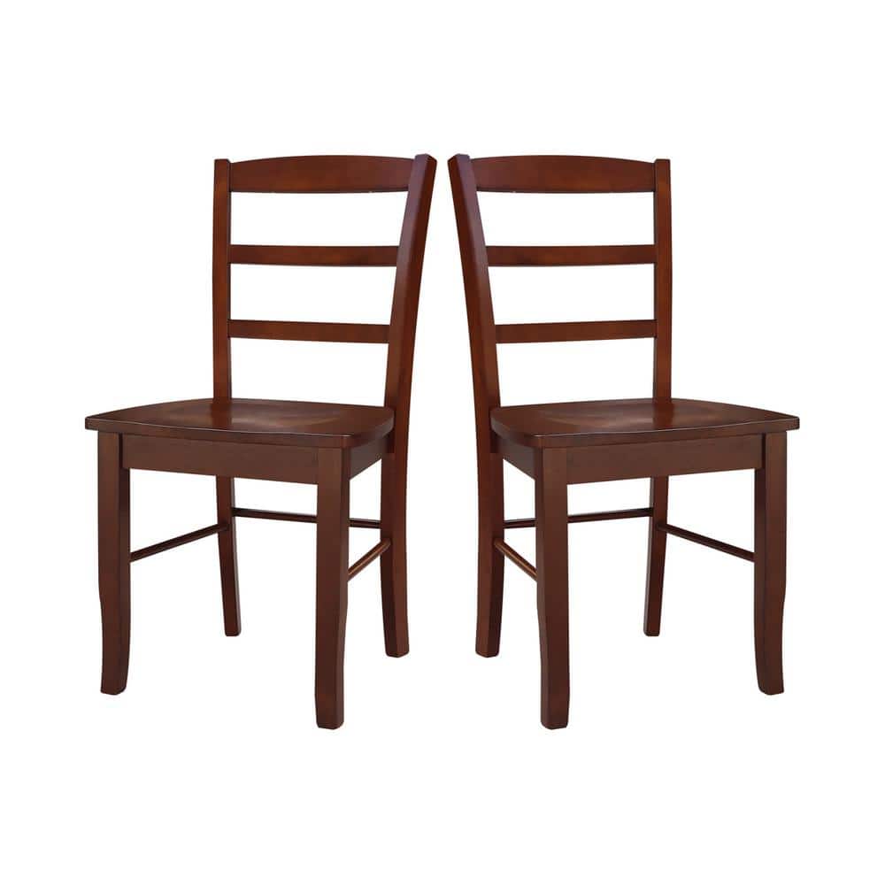 Espresso High Slat Solid Wood Ladderback Side Chair Set