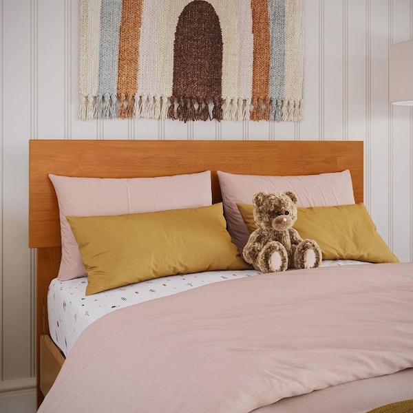 Orlando Light Toffee Natural Bronze Twin Modern Solid Wood Panel Headboard with Attachable Charger