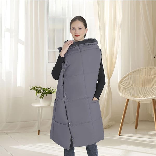 Afoxsos Grey Heated Electric Blanket Poncho Shawl Wrap Throw