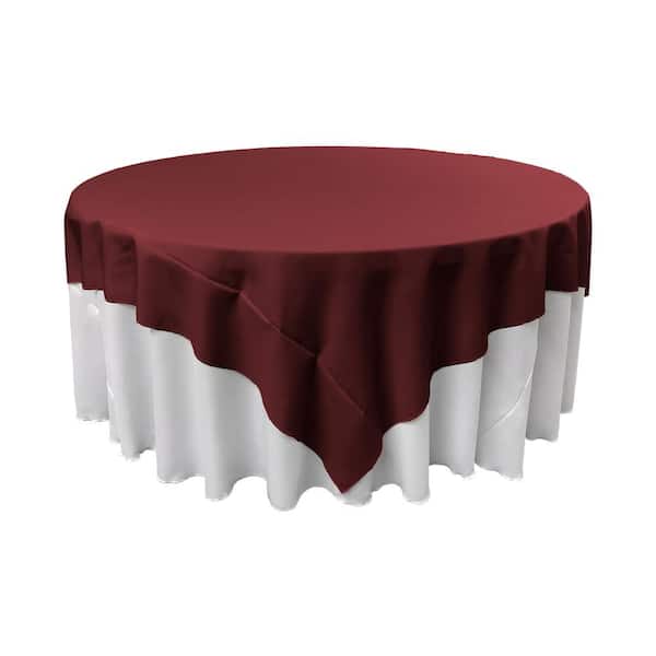 LA Linen 72 in. x 72 in. Burgundy Polyester Poplin Square Tablecloth