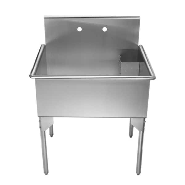 Whitehaus Collection Noah's Collection Freestanding Stainless Steel 36 in. 2-Hole Single Bowl Kitchen Sink in Brushed Stainless Steel