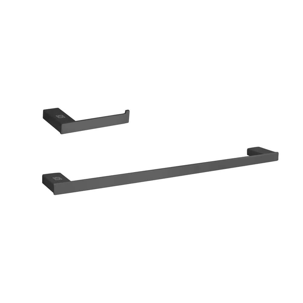 Timeless Home 2-Piece Bath Hardware Set with Mounting Hardware in Matte Bla