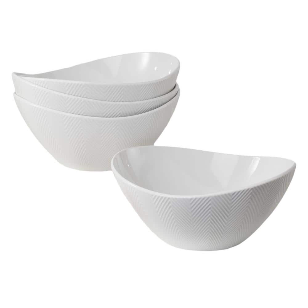 Euro Ceramica Highlands 8 in. 47.52 fl.oz. White 4Piece Porcelain