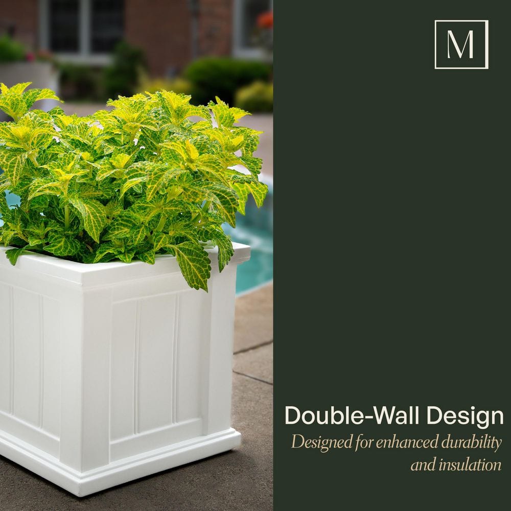 Cape Cod Black Polyethylene Self-Watering Outdoor Planter, 16" x 16" x 18"