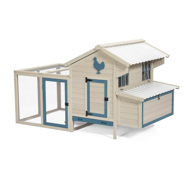 Foobrues Weatherproof Outdoor Chicken Coop with Waterproof PVC Roof, Outdoor Chicken Coop with Removable Bottom