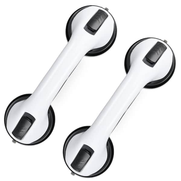 12 in. Bath Product Type in Black White (2 Pack) Strong Suction Shower Grab Bars for Bathroom Safety Support