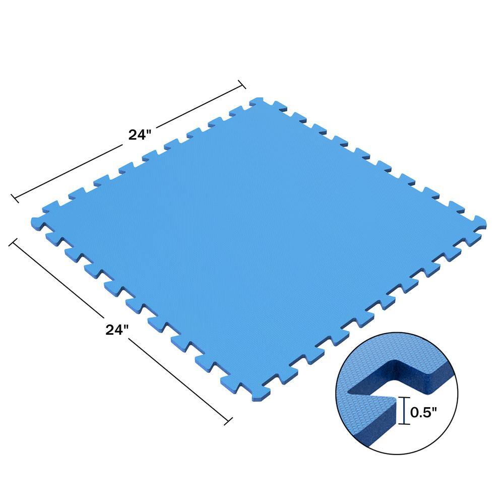 Blue Interlocking EVA Foam 24" x 24" Floor Tiles, 16-Pack