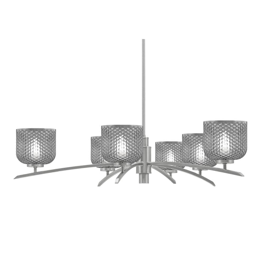 Siena 31.5 in. 6-Light Graphite Chandelier with 6 in. Smoke Textured Glass 