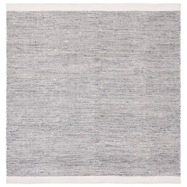 Natura 6 ft. x 6 ft. Black/Ivory Border 2--Toned Square Area Rug