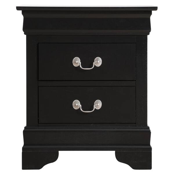 AndMakers Louis Philippe 2-Drawer Black Nightstand (24 in. H x 21 in. W ...