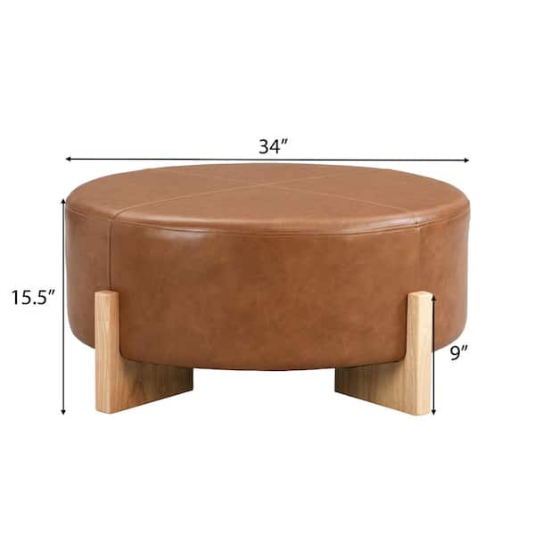 CHRISTOPHER KNIGHT HOME Davenport Upholstered PU Leather Round