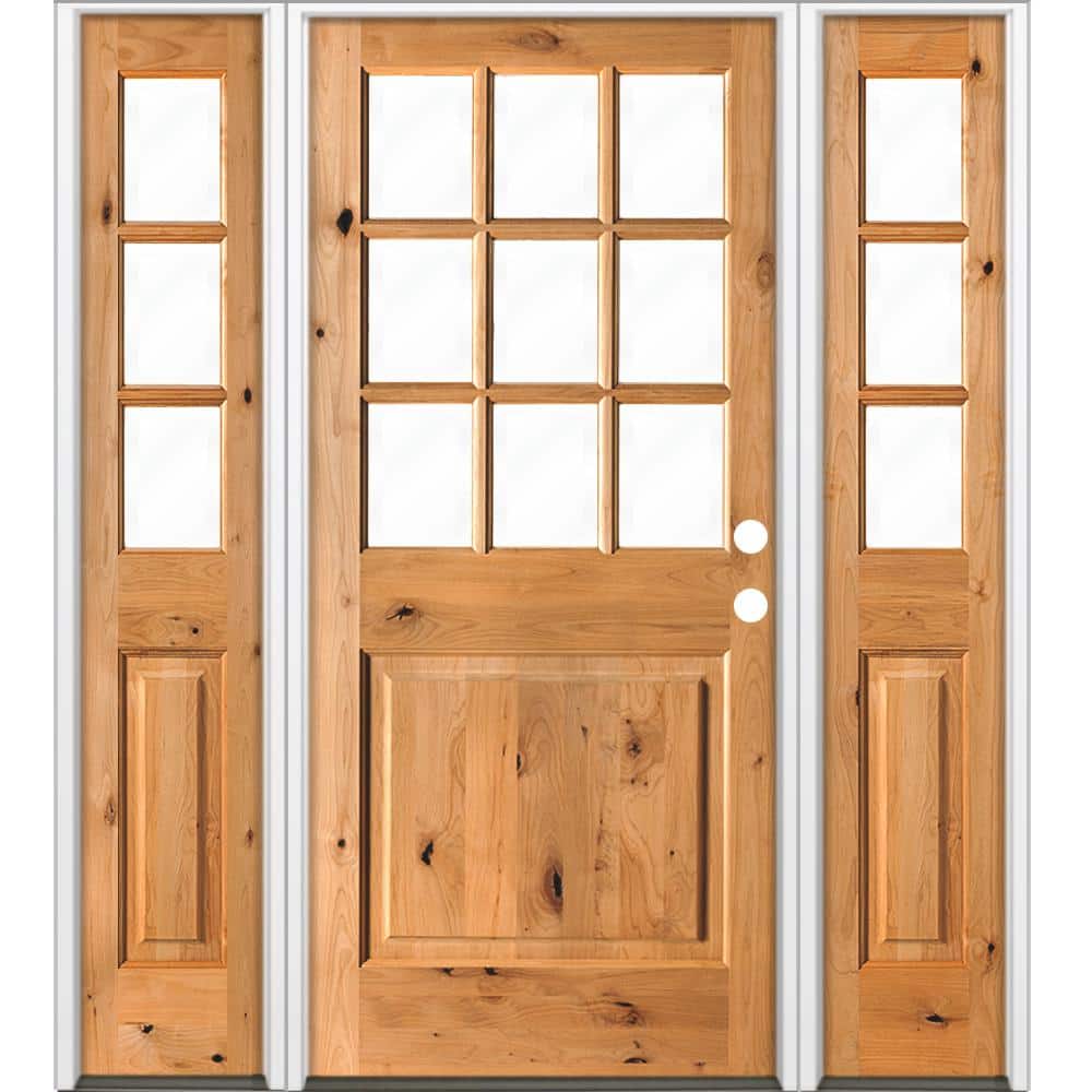 Krosswood Doors 64 in. x 80 in. Rustic Knotty Alder Clear 9-Lite