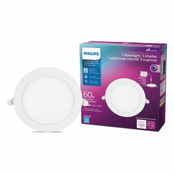 LED 6 in. 60-Watt Equivalent Slim Canless Recessed Light 5CCT (1-Pack)