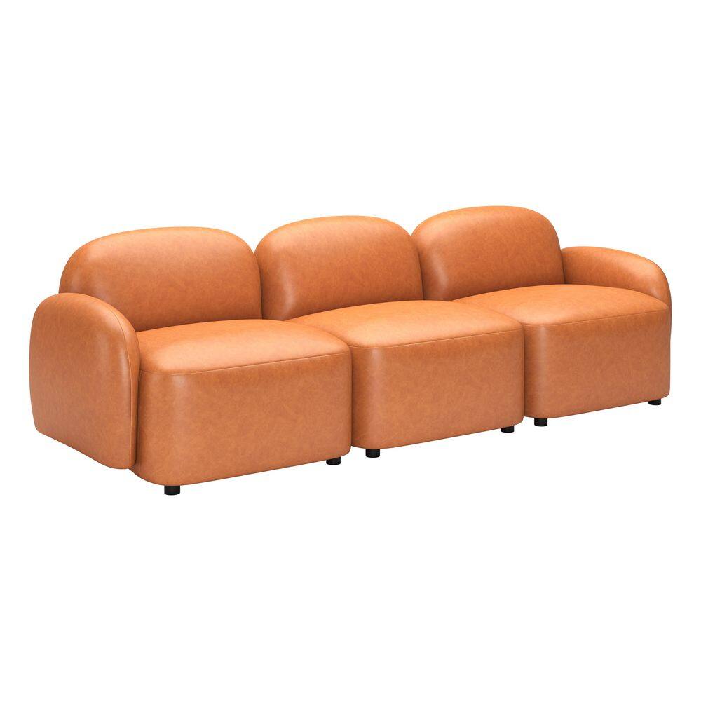 Cleo 100.8 in. W Straight Arm Faux Leather Modern Sofa in Brown price history on PriceWatchPro