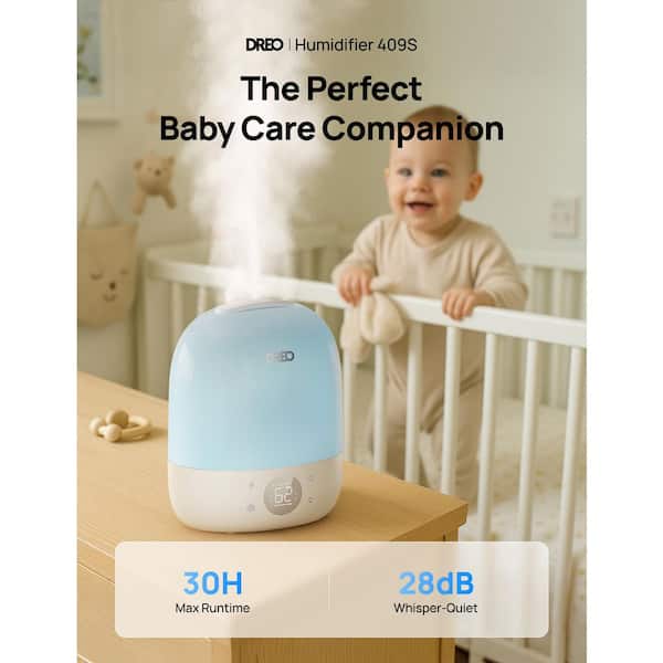 .8-gal. Smart Tabletop Cool Mist Humidifier Ultrasonic Humidification, RGB Light for Baby Nursery and Plants in White