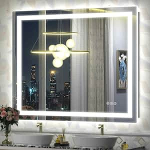 48 in. W x 40 in. H Rectangular Frameless Front and Back LED Lighted Anti-Fog Tempered Glass Wall Bathroom Vanity Mirror