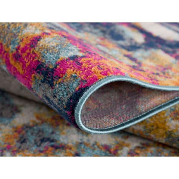 Savannah Yellow Blue, Abstract 2 ft. x 14 ft. Boho Indoor Runner Rug