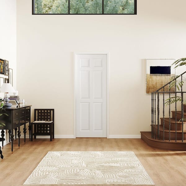 TENONER 60 in. x 80 in. 6 Panel, Solid Wood and MDF, White Primed