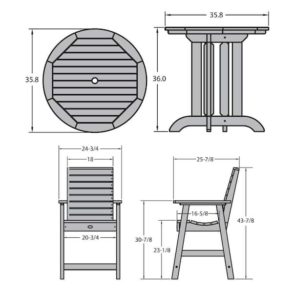 Highwood Weatherly Whitewash 3-Piece Recycled Plastic Round Outdoor Balcony  Height Dining Set AD-CNW36-WAE - The Home Depot