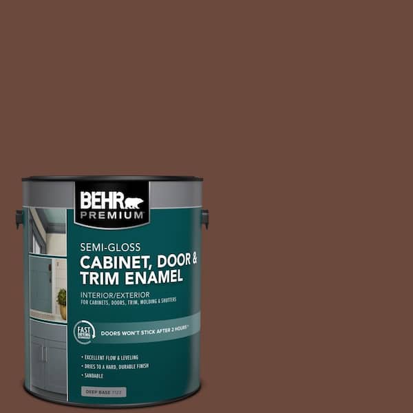 BEHR Premium Plus 5 gal. #BXC-45 Classic Brown Semi-Gloss Enamel Exterior Paint & Primer