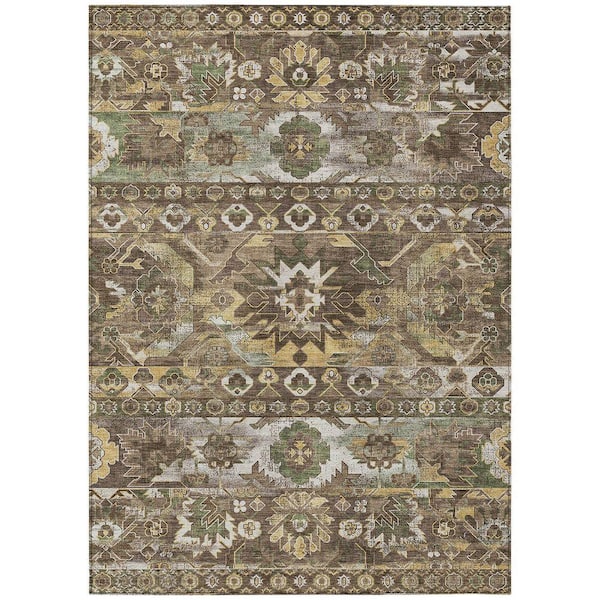 Chantille Machine Washable Indoor/Outdoor Abstract ACN2638 Brown 5 ft. x 7 ft. 6 in. Area Rug