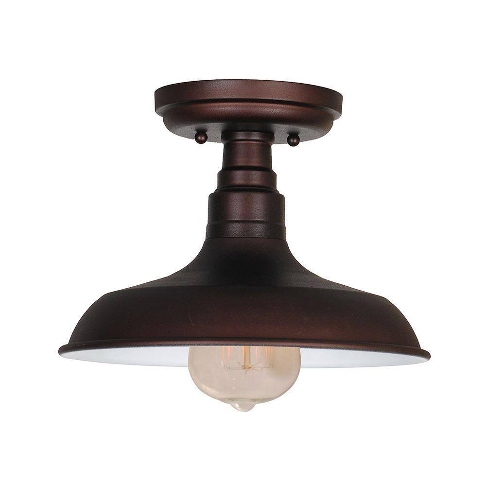 Design House Kimball 11.02-in Coffee Bronze Rustic Incandescent Semi-flush Mount Light Design House Kimball 11.02-in Coffee Bronze Rustic Incandescent Semi-flush Mount Light
