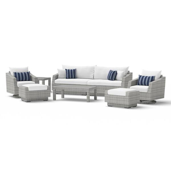 RST Brands Cannes Deluxe 8pc Sofa & Club Chair Set in Charcoal Gray Sunbrella 
