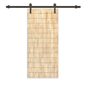 30 in. x 84 in. Natural Solid Wood Unfinished Interior Sliding Barn Door with Hardware Kit