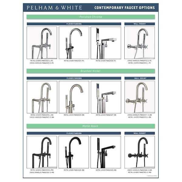 Contemporary Wall Mount Tub Filler Faucet in Brushed Nickel with Levers —  Pelham and White