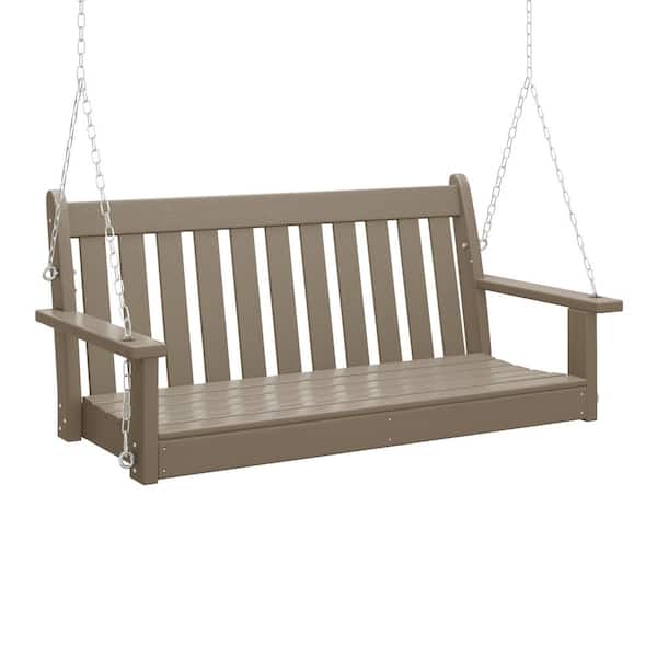 Laguna Outdoor Patio Weather Resistant Poly Plastic 51" 2-Person Hanging Porch Swing in Weathered Wood