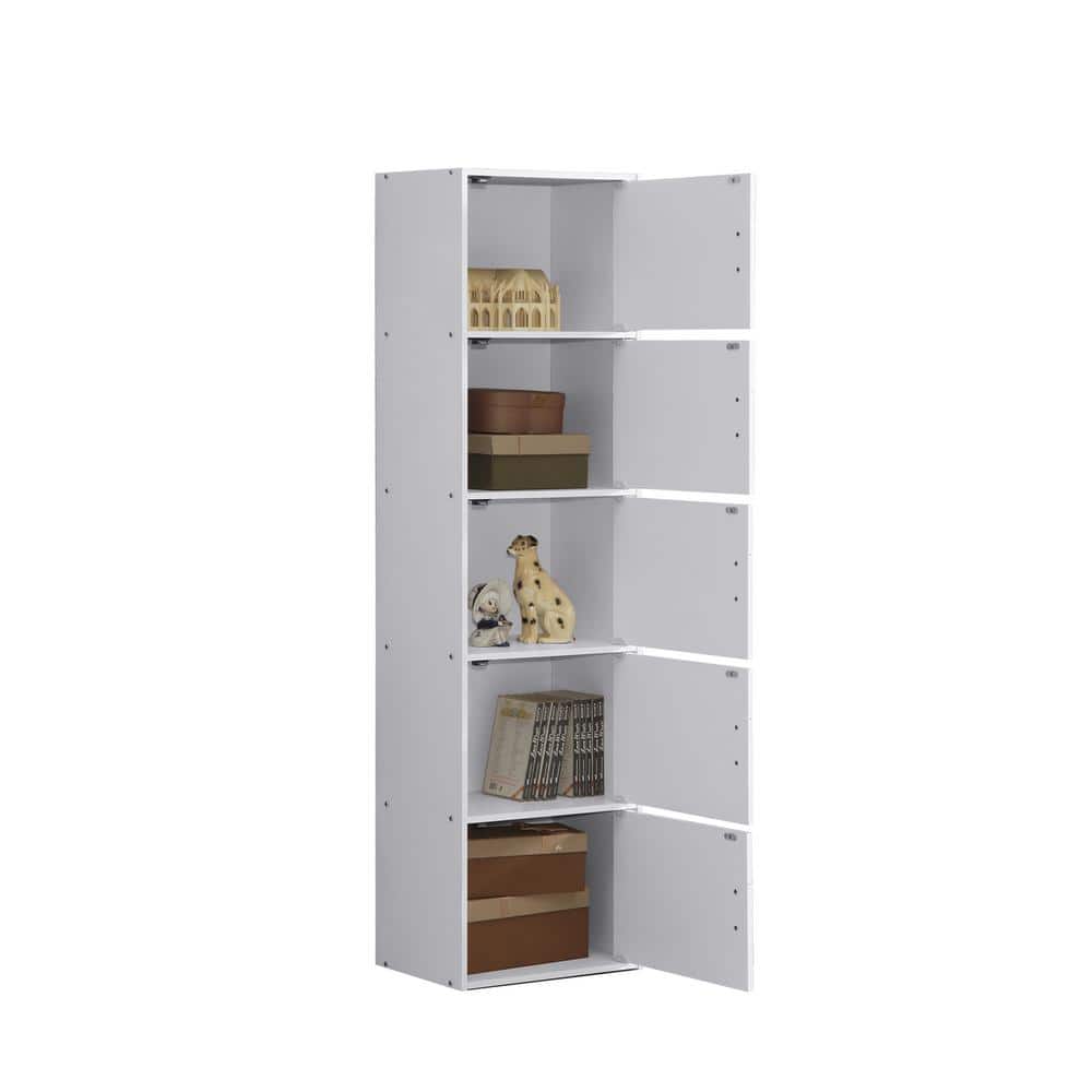 Sleek White Engineered Wood 5-Shelf Multipurpose Bookcase