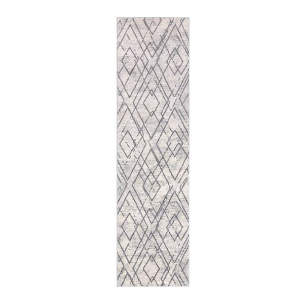 Gertmenian Barga Kolta Gray 2 ft. x 8 ft. Abstract Indoor Runner Rug
