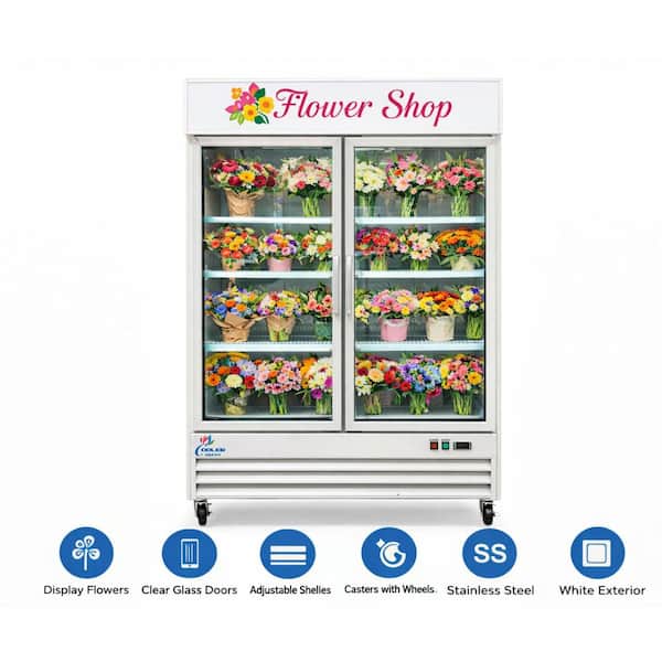 54 in. W 40 cu. ft. Commercial Refrigerator Merchandiser with 2-Swing Glass Door in Black