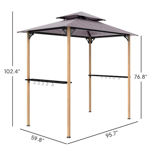 Outsunny 8 ft. x 5 ft. Natural Wood Grill Gazebo, Double Tiered