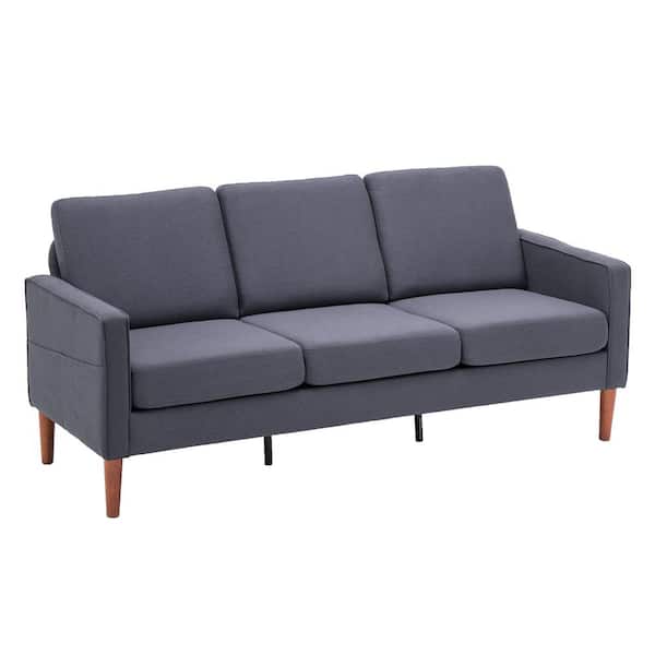 Outopee 71 in. Square Arm 3-Seater Sofa in Gray 836233685345 - The 